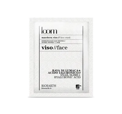 Loom Maschera Viso Bioearth monouso alla Bava di Lumaca e Acido Ialuronico (idratante, antirughe, illuminante, cicatrizzante e schiarente macchie cutanee) Biologica 15ml