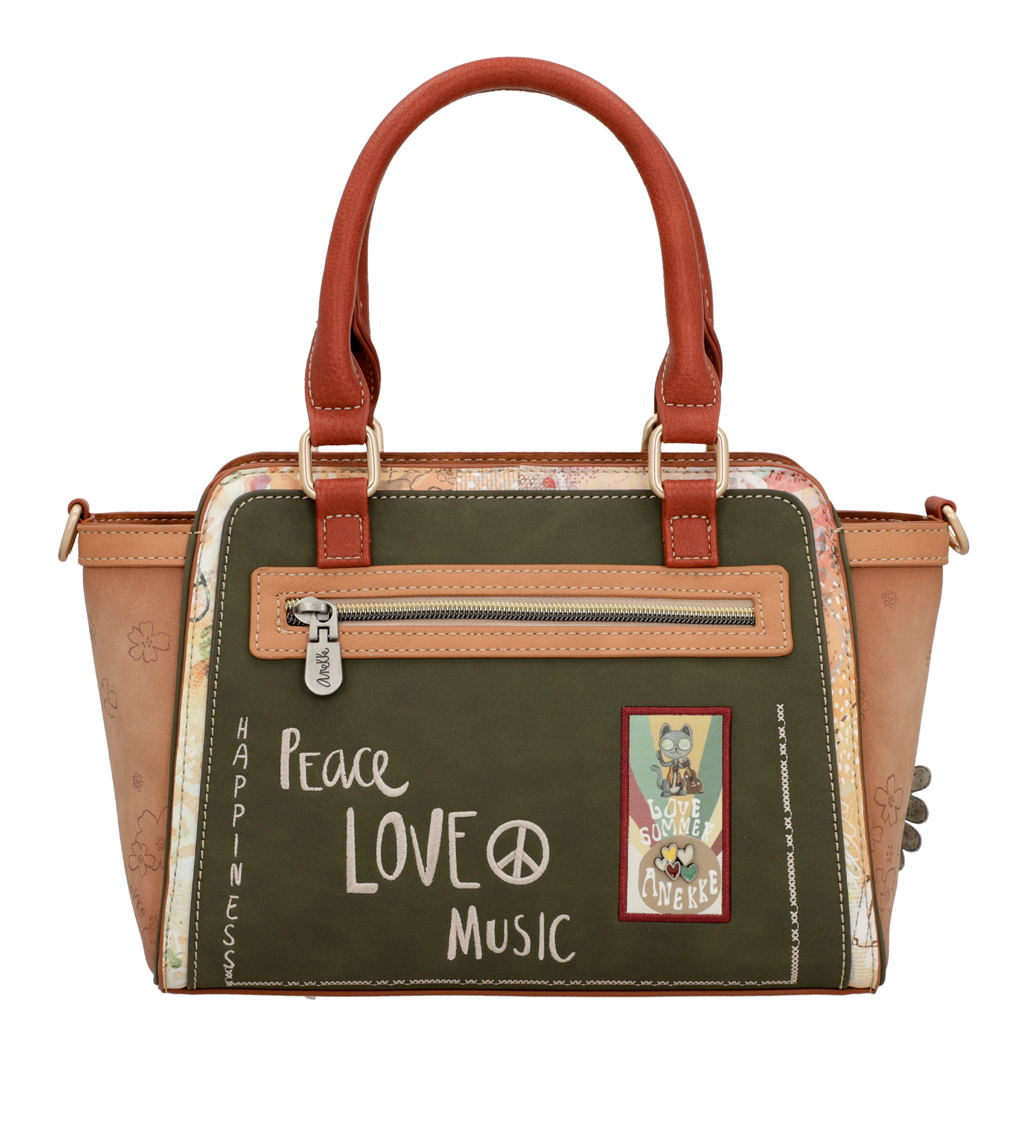 Borsa bowling Peace & Love color cammello Anekke - immagine 6