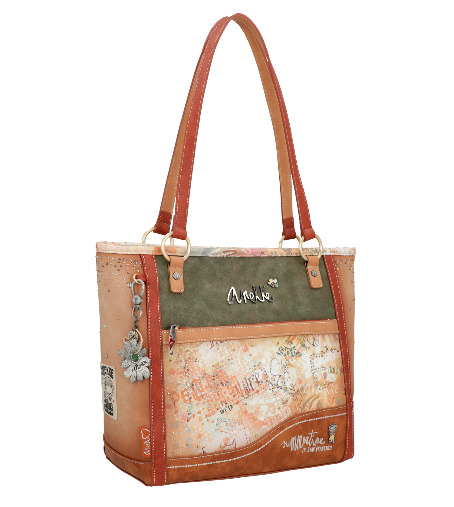 Borsa con manico grande con fiori - immagine 3