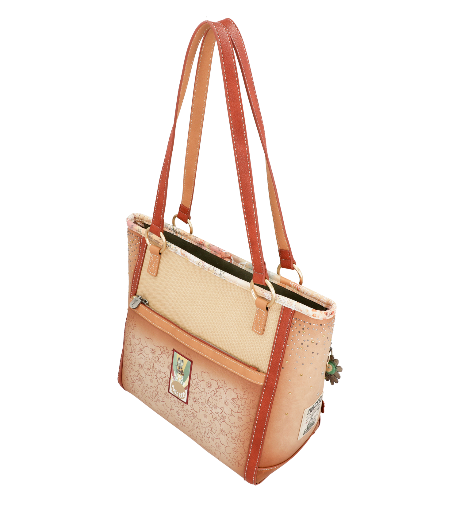 Borsa con manico grande con fiori - immagine 6