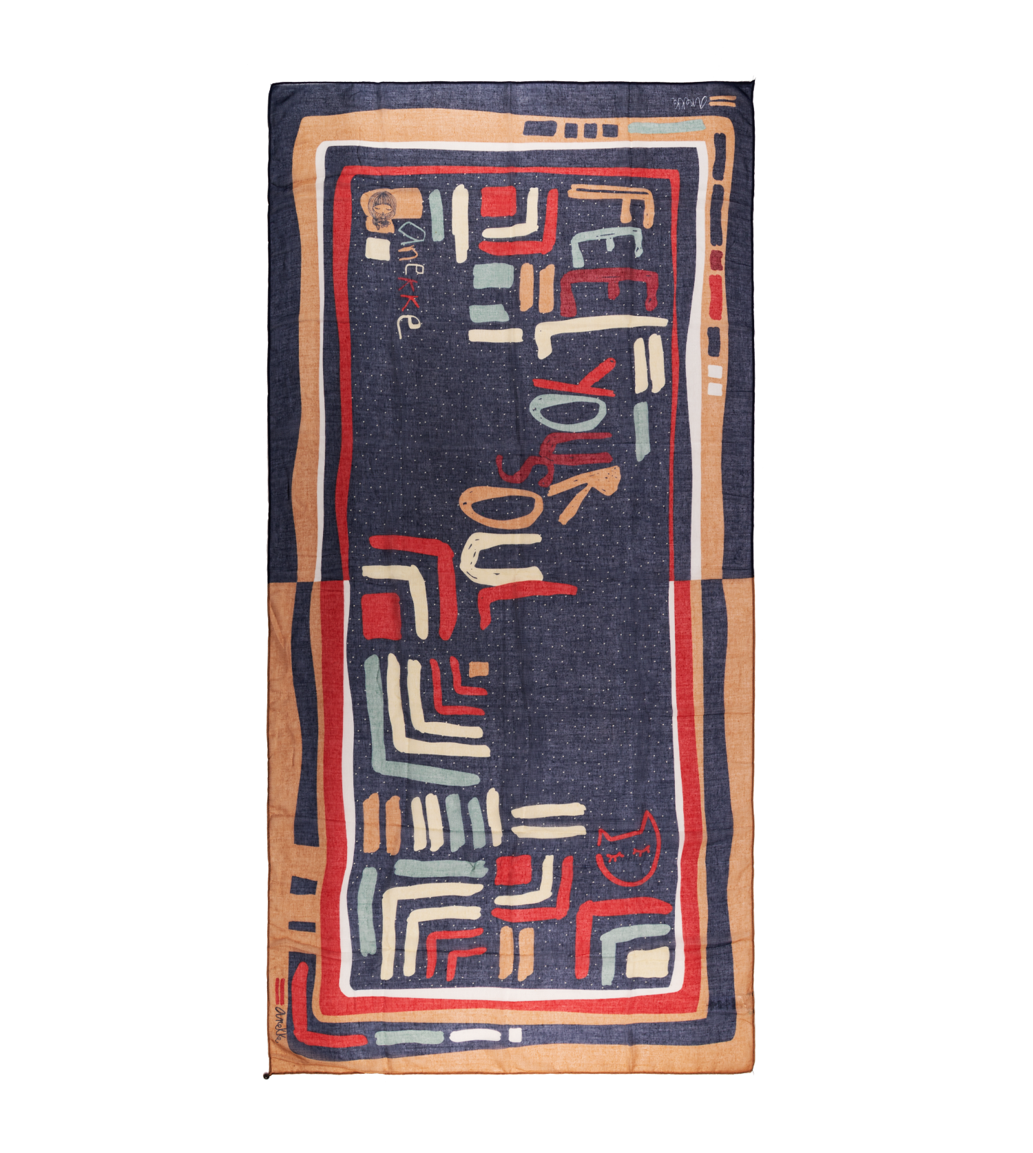 Sciarpa stampata blu navy Kene anekke - immagine 2